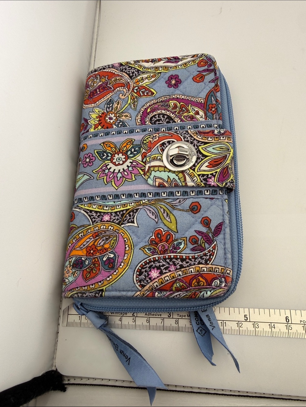 Vera Bradley Light Blue Paisley Zip Wallet - Picture 12 of 13